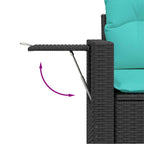 7-tlg. Garten-Sofagarnitur mit Kissen Schwarz Poly Rattan
