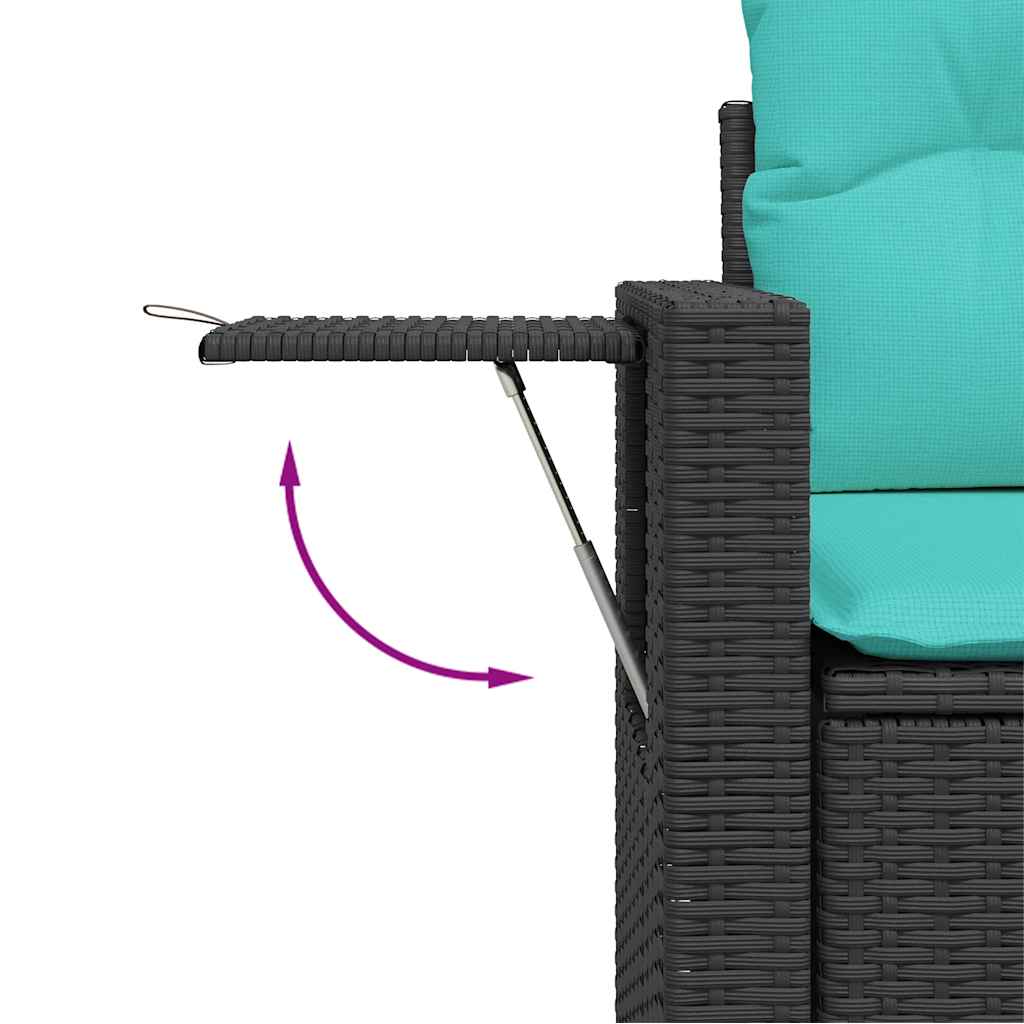 10-tlg. Garten-Sofagarnitur mit Kissen Schwarz Poly Rattan