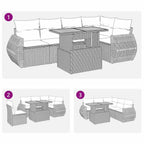 6-tlg. Garten-Sofagarnitur mit Kissen Beige Poly Rattan