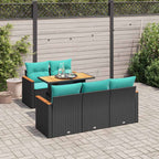6-tlg. Garten-Sofagarnitur mit Kissen Schwarz Poly Rattan