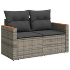 8-tlg. Garten-Sofagarnitur mit Kissen Grau Poly Rattan Akazie