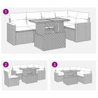 6-tlg. Garten-Sofagarnitur mit Kissen Schwarz Poly Rattan