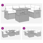 6-tlg. Garten-Sofagarnitur mit Kissen Schwarz Poly Rattan