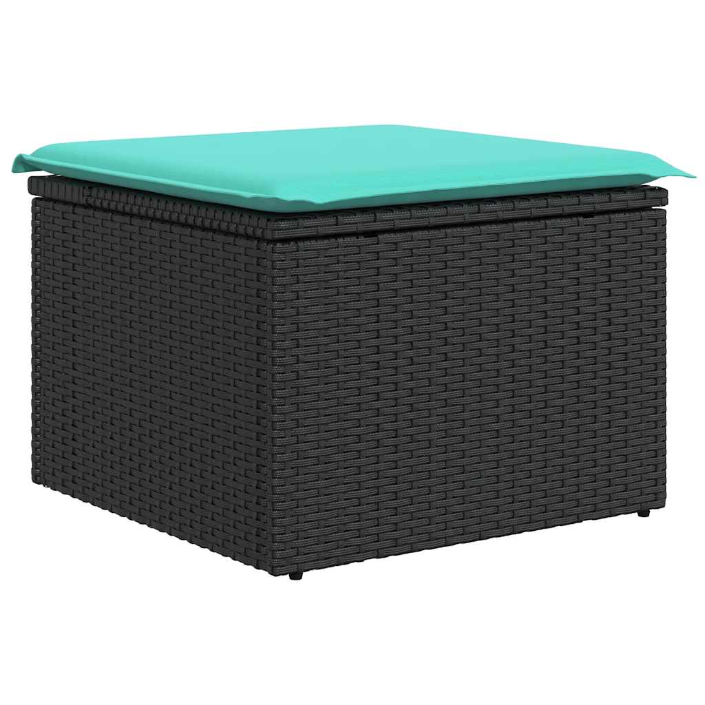 8-tlg. Garten-Sofagarnitur mit Kissen Grau Poly Rattan Akazie