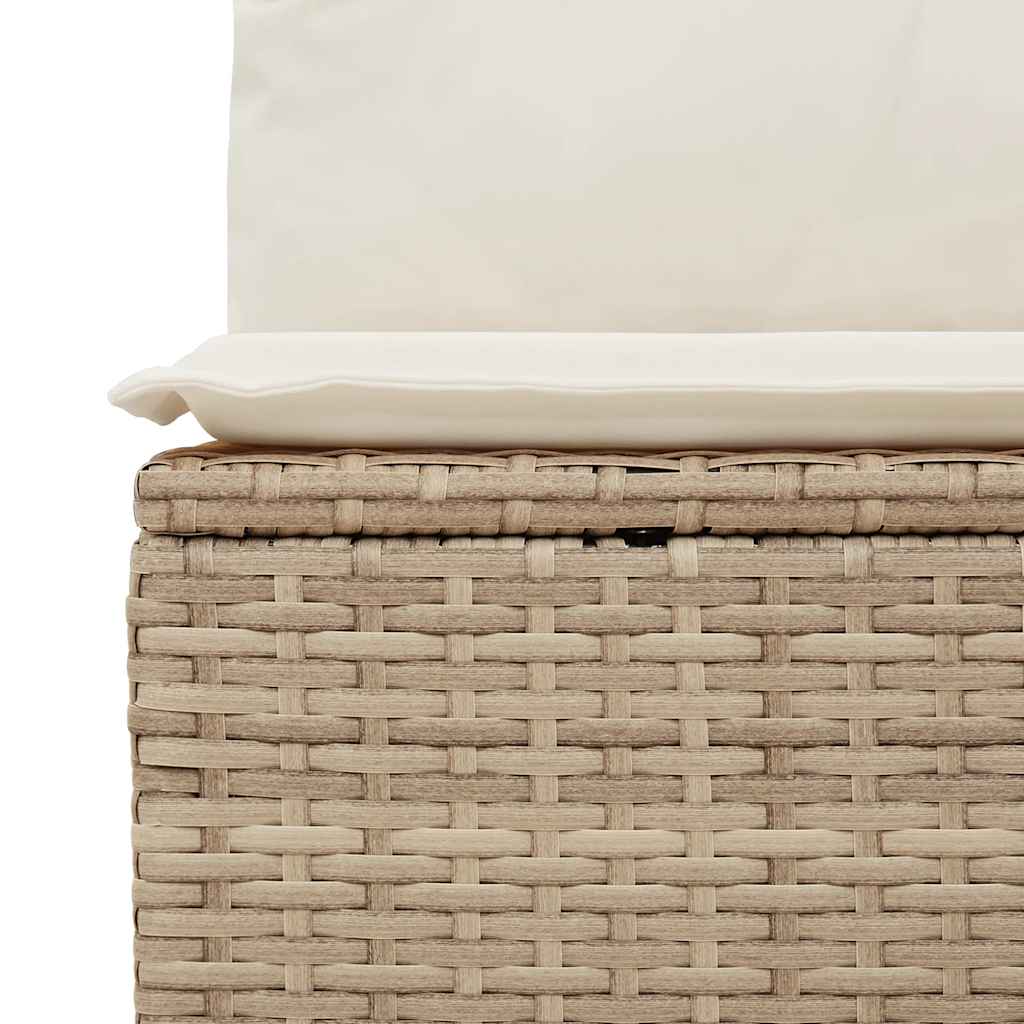 7-tlg. Garten-Sofagarnitur mit Kissen Beige Poly Rattan Akazie