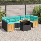 10-tlg. Garten-Sofagarnitur mit Kissen Schwarz Poly Rattan