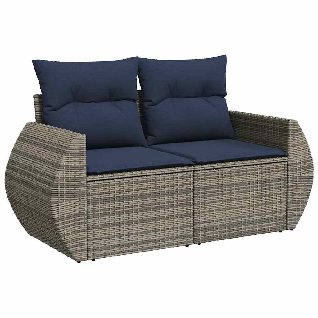9-tlg. Garten-Sofagarnitur mit Kissen Braun Poly Rattan Akazie