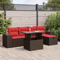 6-tlg. Garten-Sofagarnitur mit Kissen Braun Poly Rattan