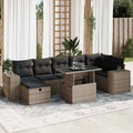 5-tlg. Garten-Sofagarnitur mit Kissen Grau Poly Rattan