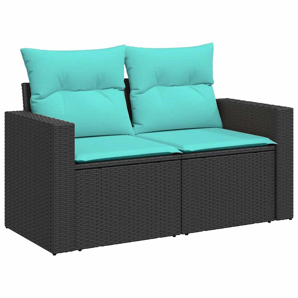 7-tlg. Garten-Sofagarnitur mit Kissen Braun Poly Rattan Akazie