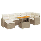 5-tlg. Garten-Sofagarnitur mit Kissen Beige Poly Rattan Akazie