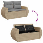 6-tlg. Garten-Sofagarnitur mit Kissen Beige Poly Rattan Akazie