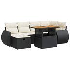 8-tlg. Garten-Sofagarnitur mit Kissen Schwarz Poly Rattan