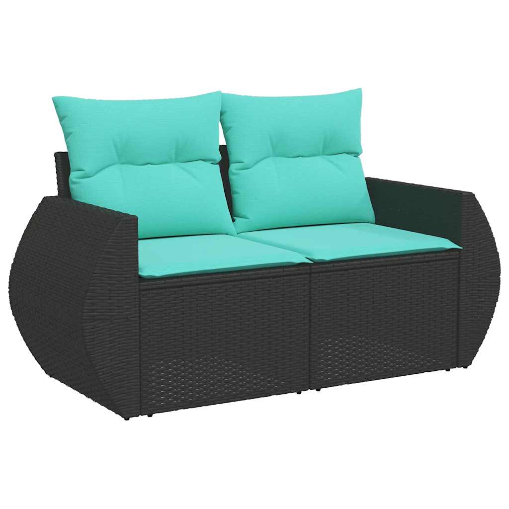 7-tlg. Garten-Sofagarnitur mit Kissen Grau Poly Rattan Akazie