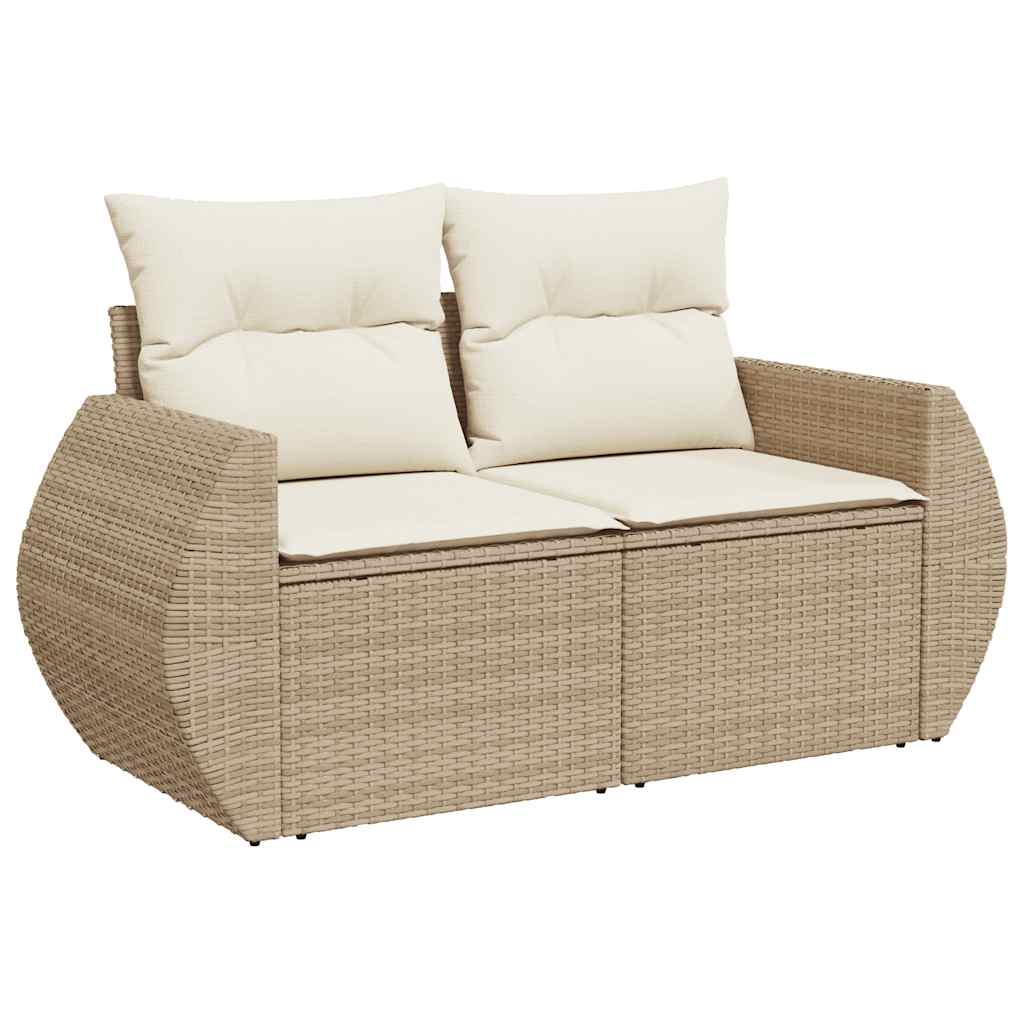 5-tlg. Garten-Sofagarnitur mit Kissen Beige Poly Rattan Akazie