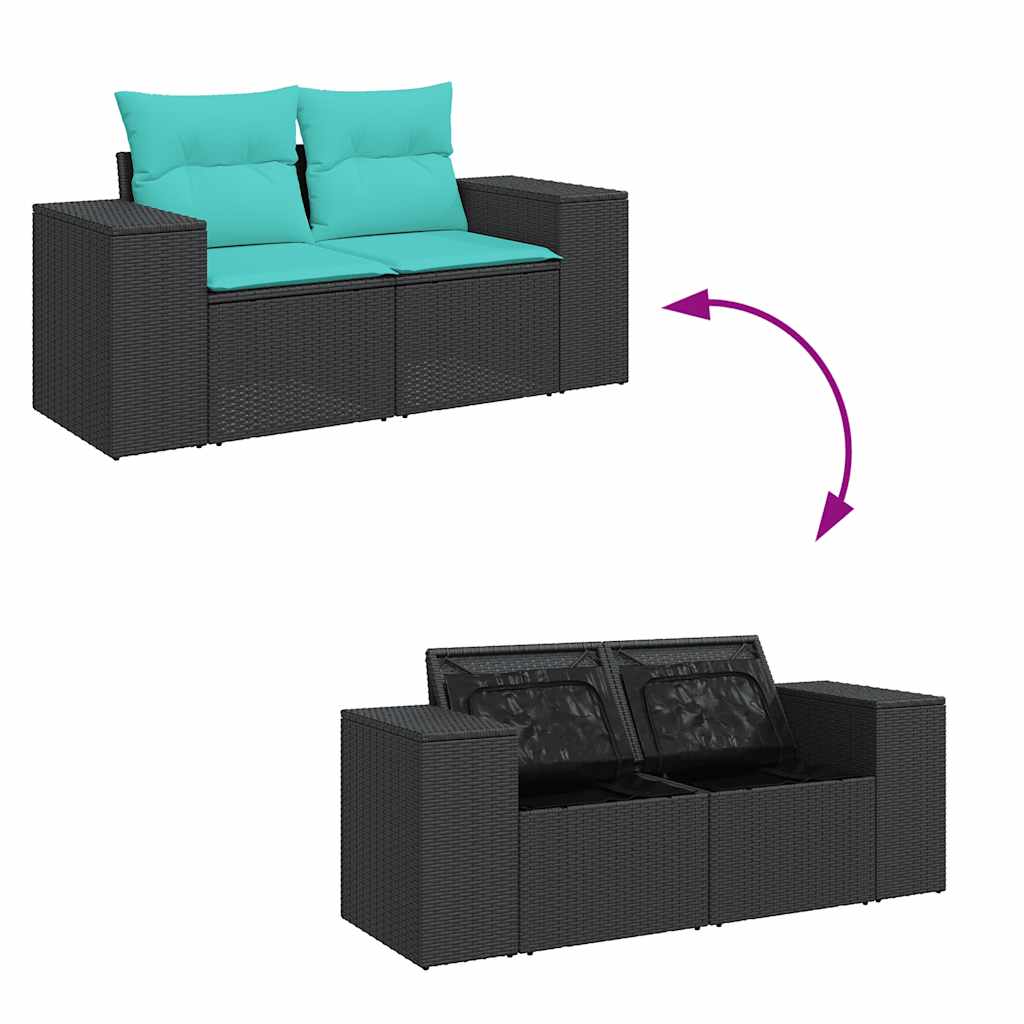 6-tlg. Garten-Sofagarnitur mit Kissen Braun Poly Rattan Akazie