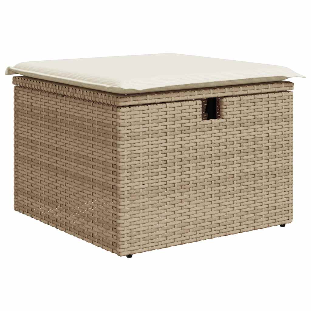 6-tlg. Garten-Sofagarnitur mit Kissen Beige Poly Rattan Akazie