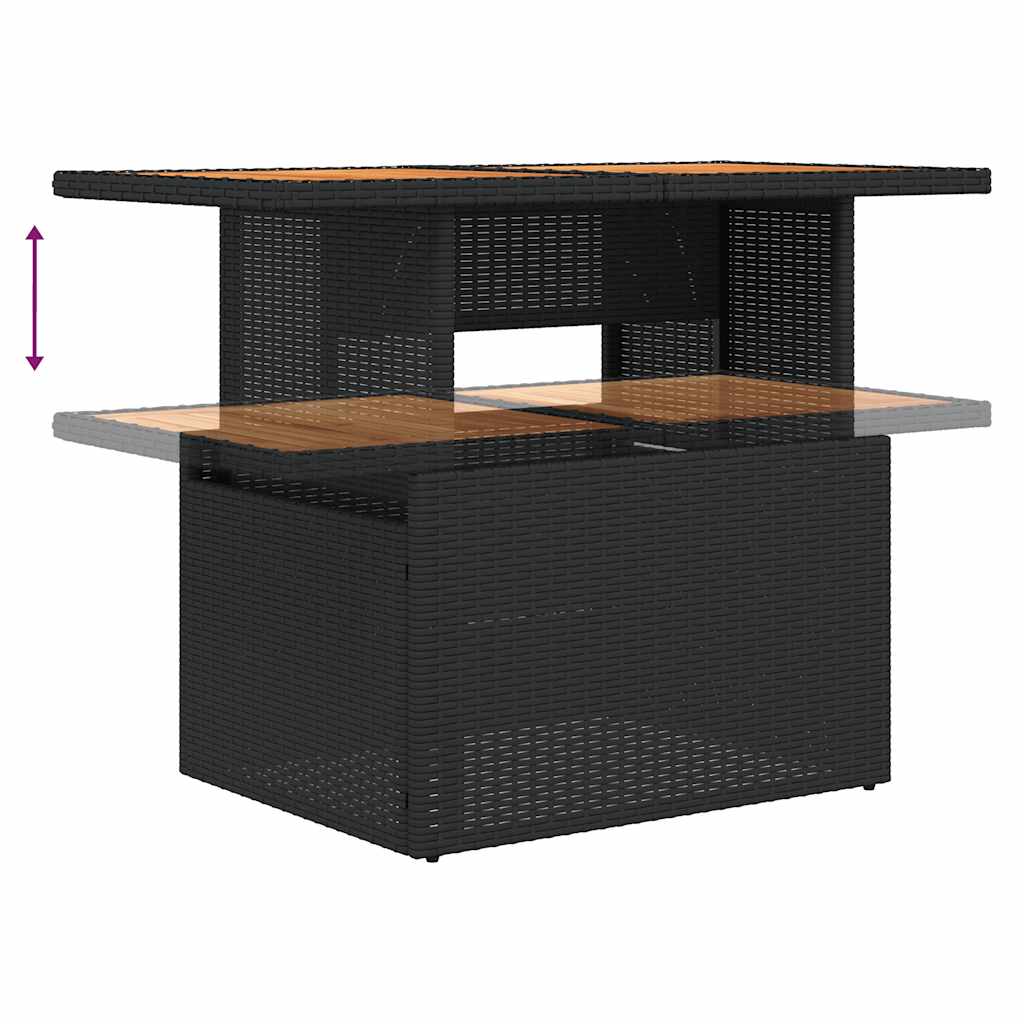 8-tlg. Garten-Sofagarnitur mit Kissen Grau Poly Rattan Akazie