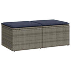 2-tlg. Garten-Sofagarnitur mit Kissen Grau Poly Rattan Akazie