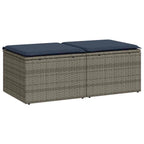 2-tlg. Garten-Sofagarnitur mit Kissen Grau Poly Rattan Akazie