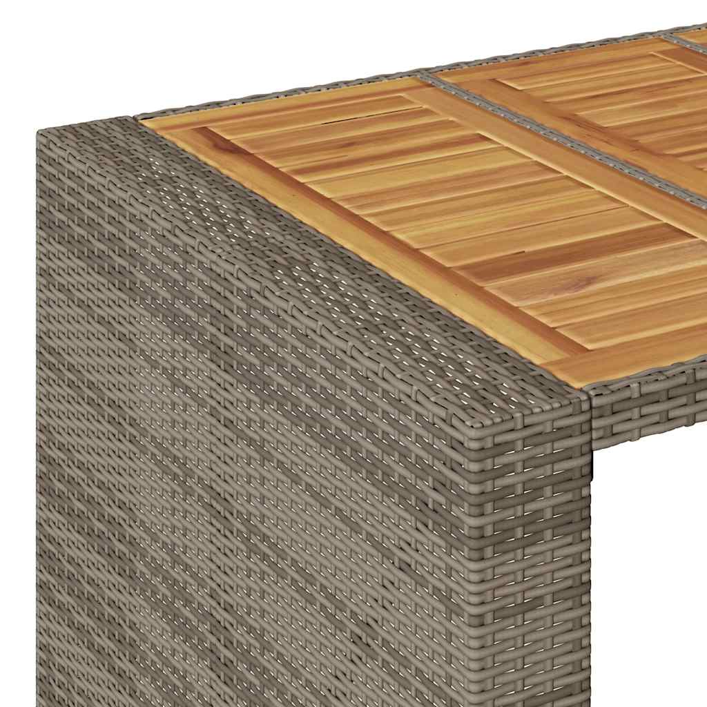 3-tlg. Gartenbar-Set ohne Kissen Grau Poly Rattan Akazie