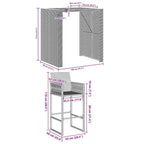 3-tlg. Gartenbar-Set ohne Kissen Grau Poly Rattan Akazie