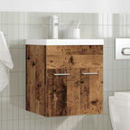Waschbeckenunterschrank mit Einbaubecken und Wasserhahn