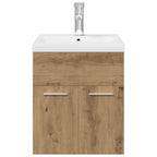 Waschbeckenunterschrank mit Einbaubecken und Wasserhahn