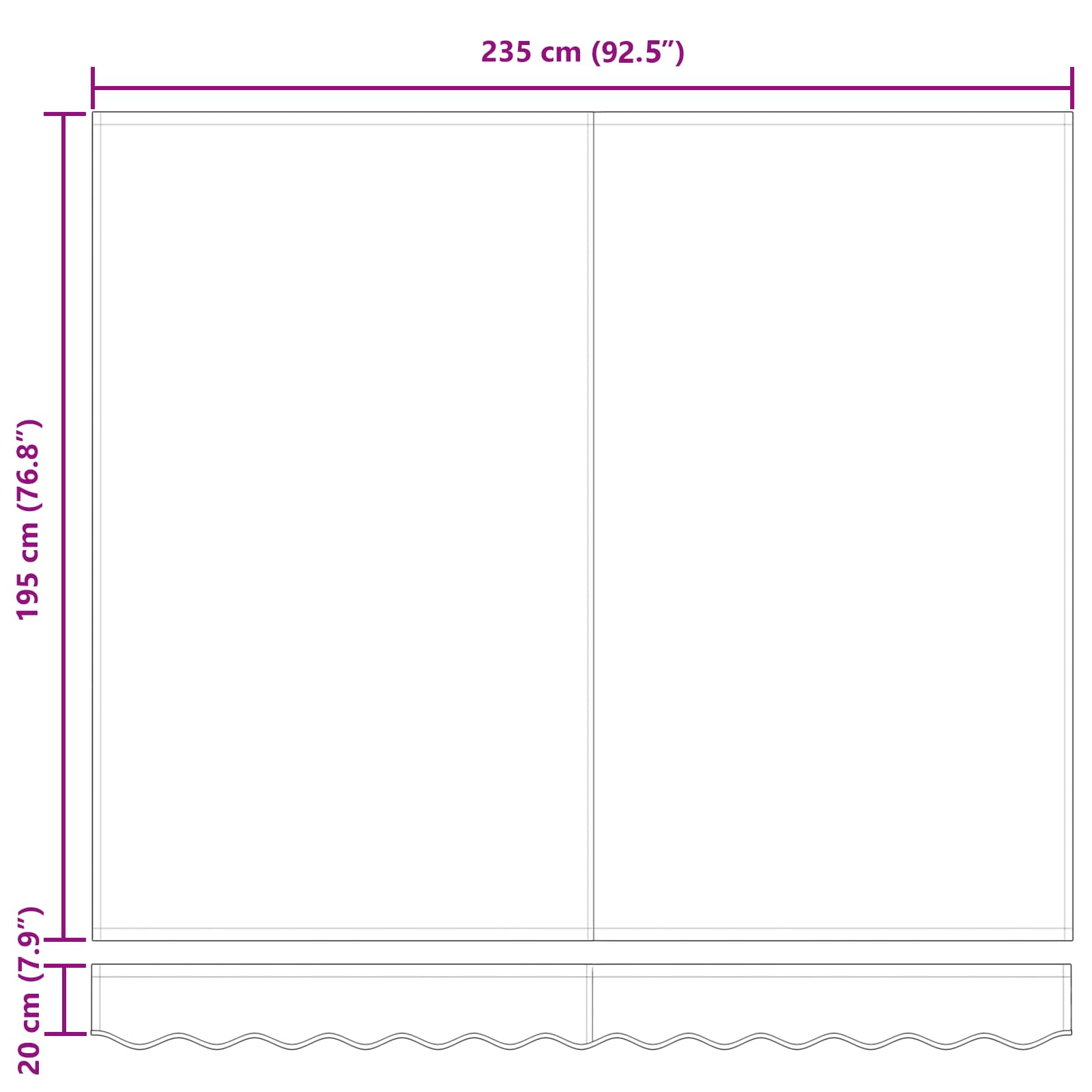 Markisenersatzstoff Anthrazit und Weiß 2,5 x 2 m Polyester