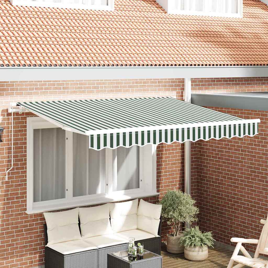 Markisenersatzstoff Grün und Weiß 3,5 x 2,5 m Polyester