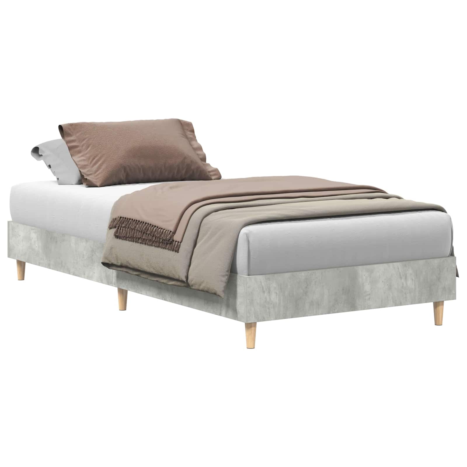 Bettrahmen Beton Grau 203 x 93 x 25 cm Holzwerkstoff