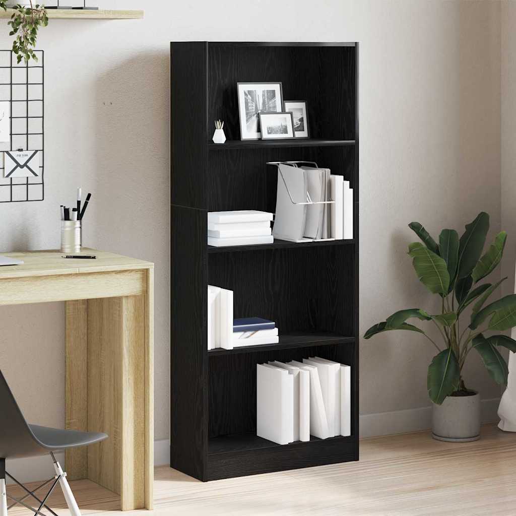 Bücherregal Schwarz Eichen-Optik 60 x 24 x 143 cm Holzwerkstoff