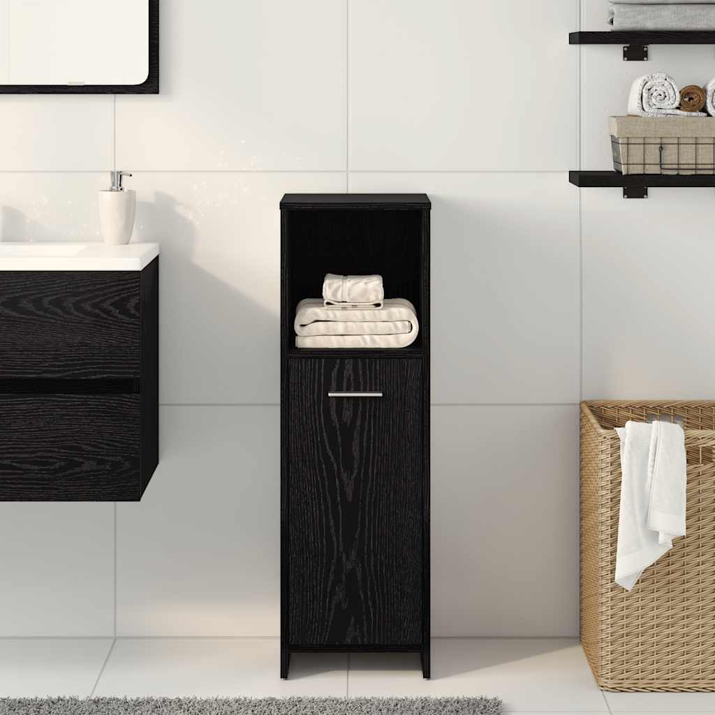 Badezimmerschrank aus schwarzer Eiche, 30 x 30 x 95 cm, Holzwerkstoff