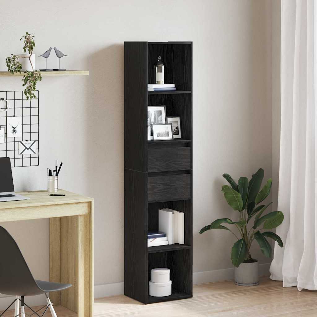 Bücherregal Schwarz Eichen-Optik 36 x 30 x 171 cm Holzwerkstoff