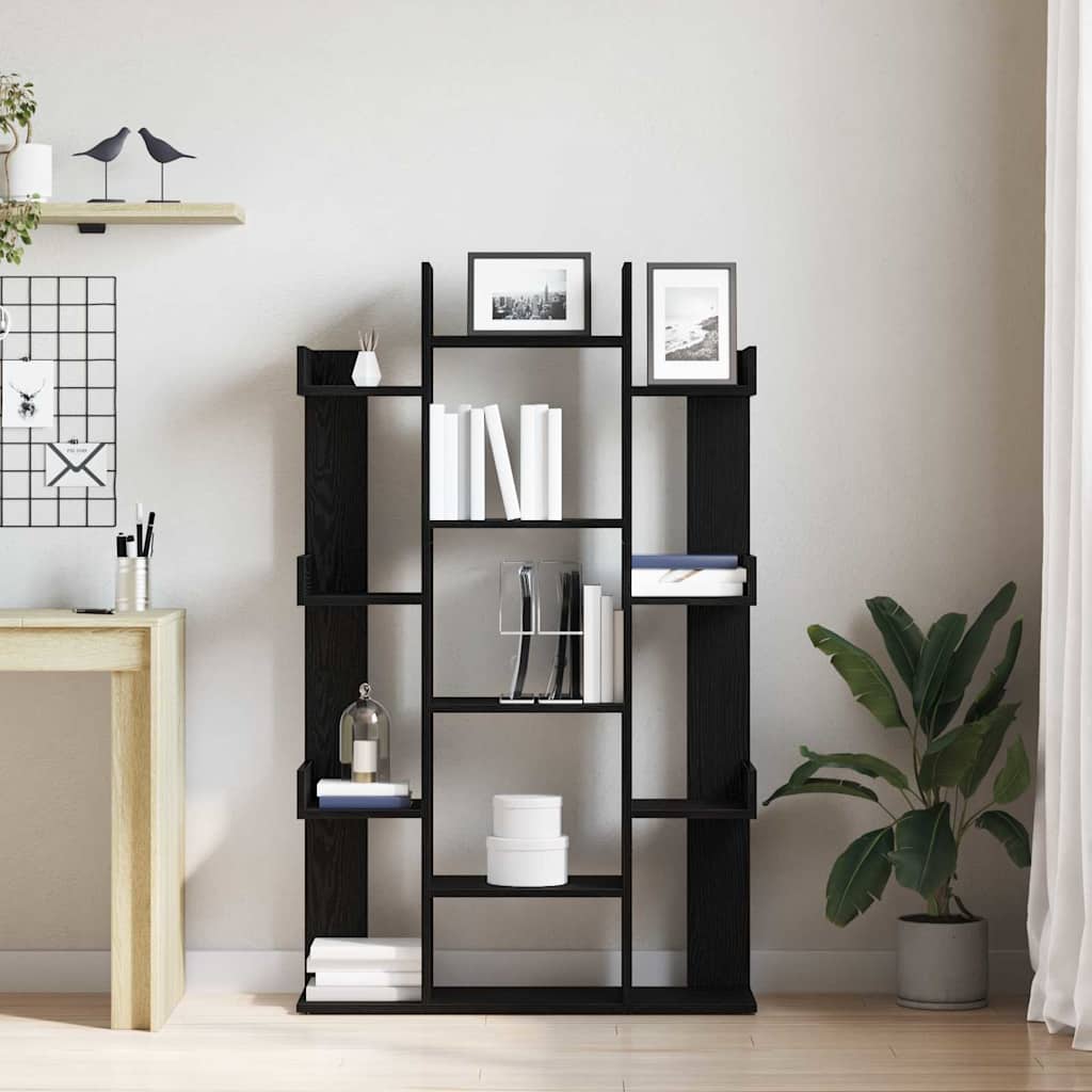 Bücherregal Schwarz Eichen-Optik 86 x 25,5 x 140 cm