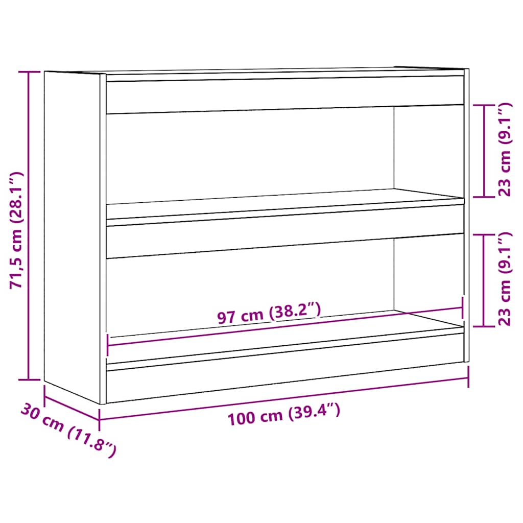 Bücherregal Artisan-Eiche 100 x 30 x 72 cm Holzwerkstoff