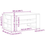 Couchtisch Schwarz Eichen-Optik 102 x 55 x 45 cm Holzwerkstoff