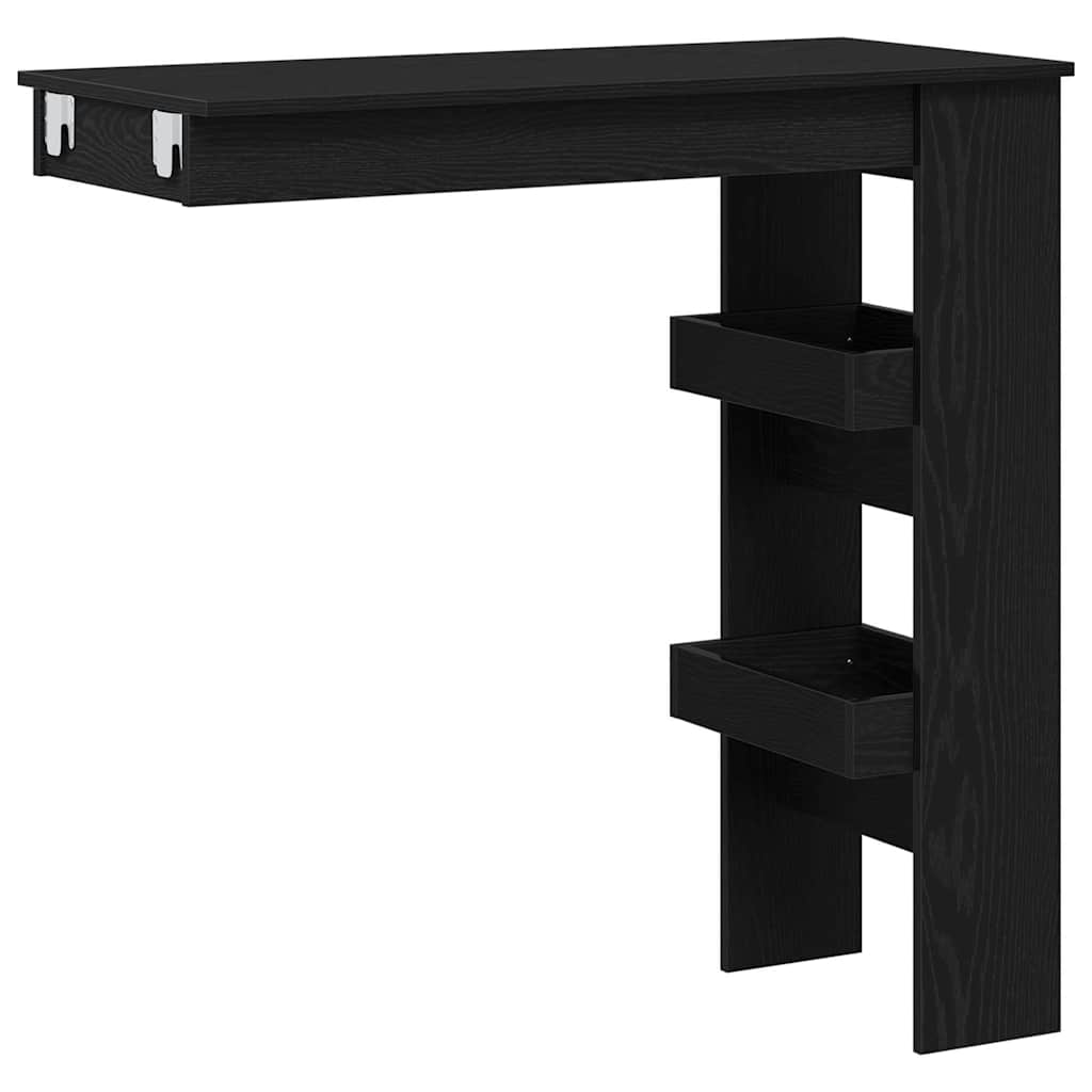 Wand Bar Tisch Schwarz Eichen-Optik 102 x 45 x 103,5 cm
