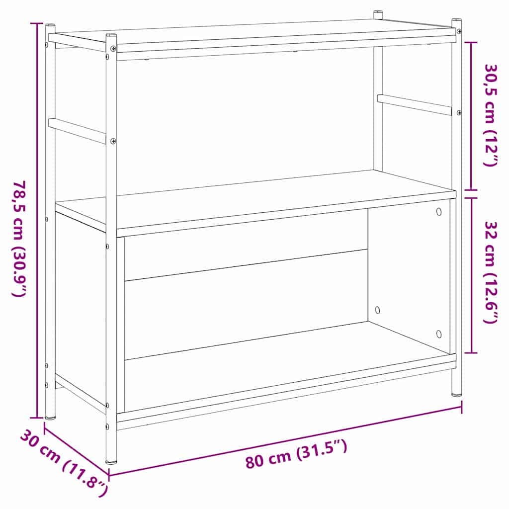 Bücherregal Geräucherte Eiche 80 x 30 x 78,5 cm Holzwerkstoff