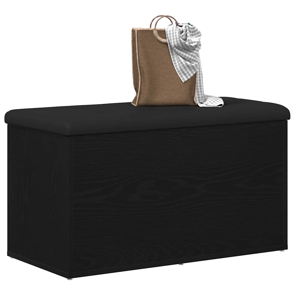 Sitzbank mit Stauraum Schwarz Eichen-Optik 82 x 42 x 45 cm