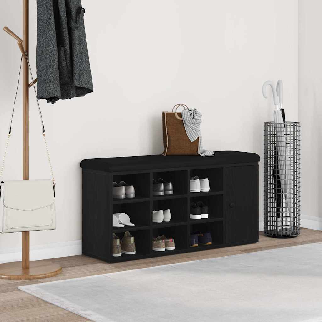 Sitzbank mit Stauraum Schwarz Eichen-Optik 102 x 32 x 50 cm