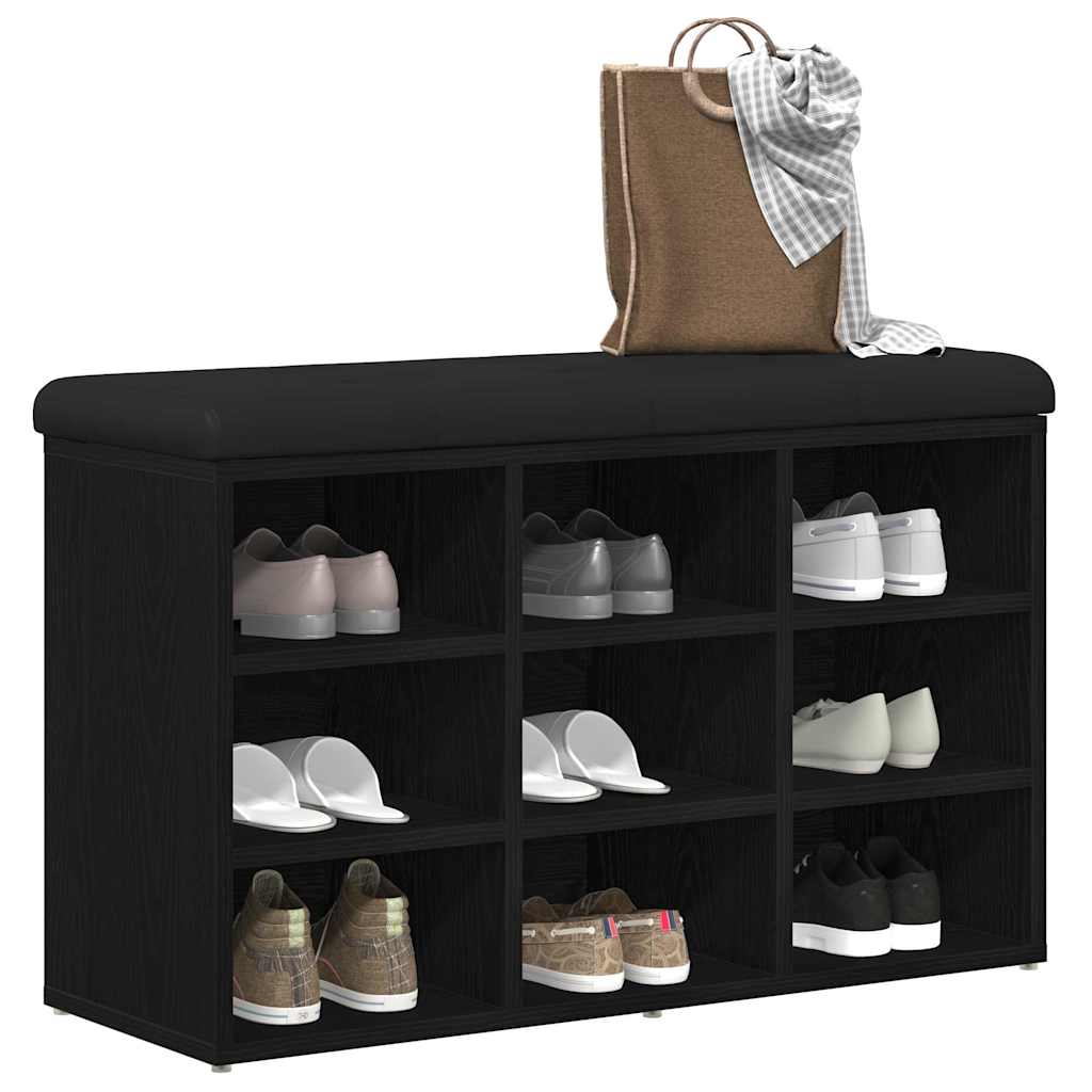 Schuhbank mit Regal Schwarz 82 x 32 x 50 cm Holzwerkstoff