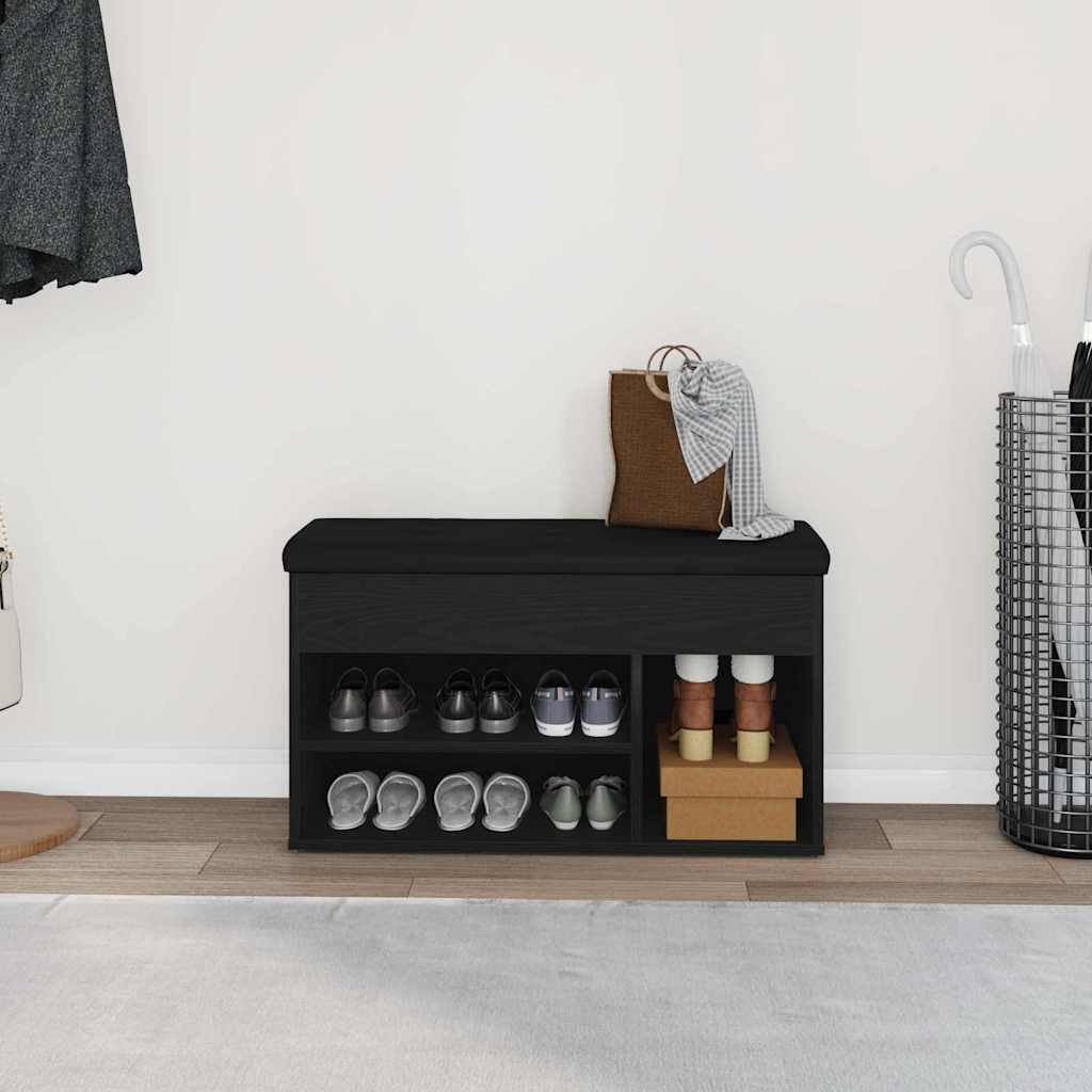 Schuhbank mit Regal Schwarz 80 x 30 x 45 cm Holzwerkstoff