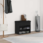 Sitzbank mit Stauraum Schwarz Eichen-Optik 62 x 32 x 50 cm