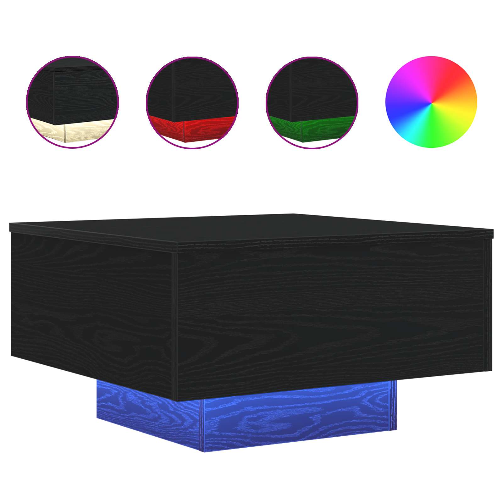 Couchtisch Schwarz Eichen-Optik 55 x 55 x 31 cm Holzwerkstoff