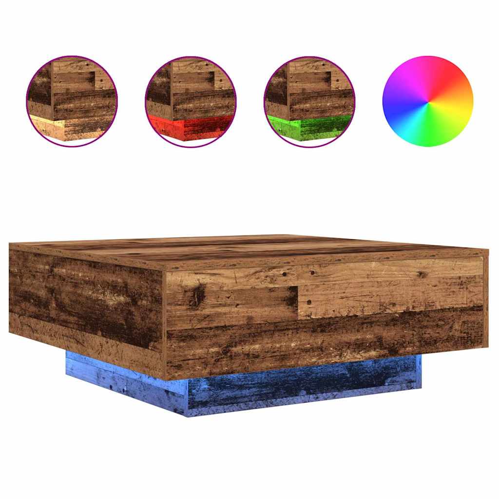 Couchtisch Altes Holz und Blau 80 x 80 x 31 cm Holzwerkstoff