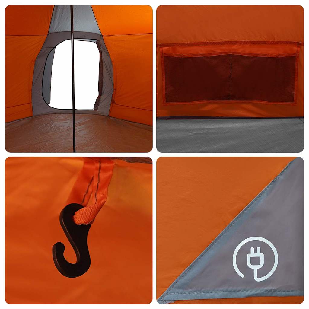 Tipi Zelt mit Dach Grau und Orange 492 x 492 x 275 cm Taft