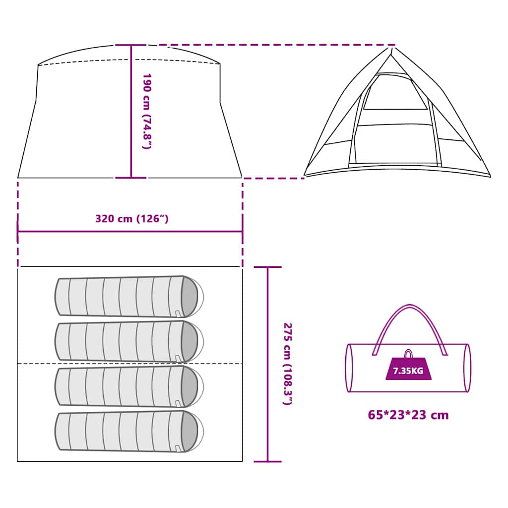 Campingzelt mit Dach Grau und Orange 320 x 275 x 190 cm Taft