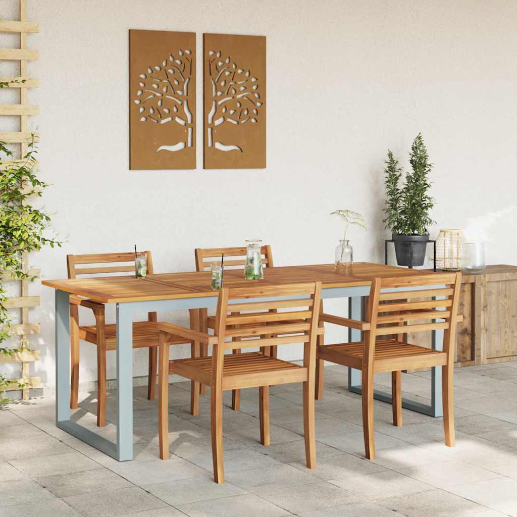 Gartentisch Grau 200 x 90 x 75 cm Massivholz Akazie