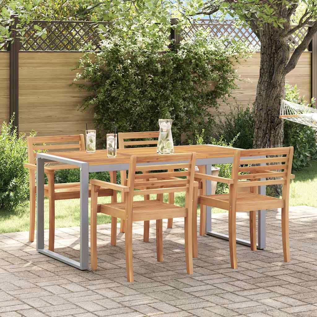 Gartentisch Grau 160 x 80 x 75 cm Massivholz Akazie